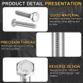 M6-1 X 30mm Left Hand Hex Head Bolt 304 Stainless Steel Reverse Fully Threaded Fastener Screws Bolts For Machinery Automobiles