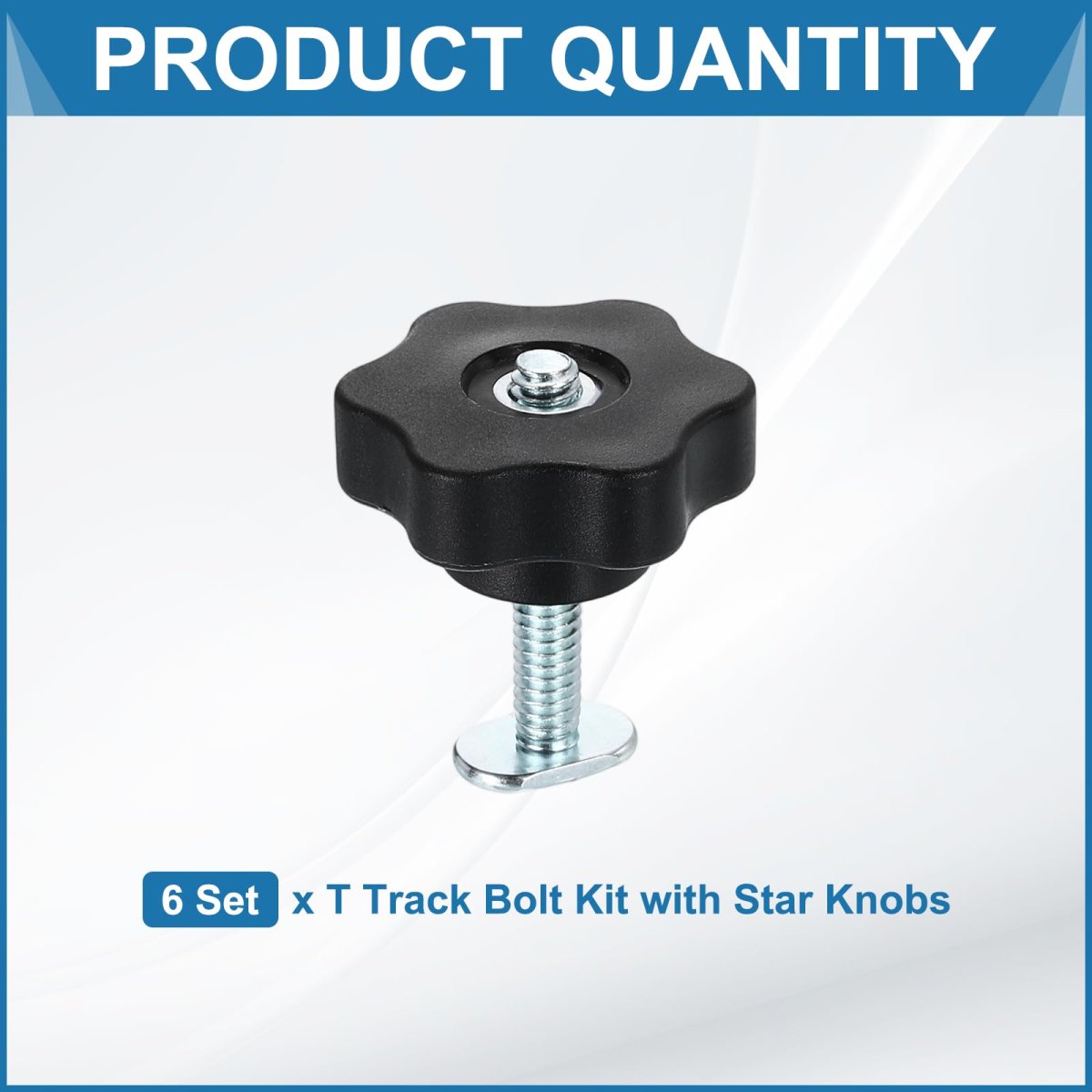 6 Set Track Knob Kit With Star Knobs And 1 4 -20 X 1-1 2 Slot Bolts T Drop-in Sliding Accessories For Woodworking Jigs Fixtures