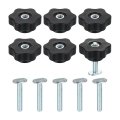 6 Set Track Knob Kit With Star Knobs And 1 4 -20 X 1-1 2 Slot Bolts T Drop-in Sliding Accessories For Woodworking Jigs Fixtures