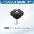 6 Set Track Knob Kit With Star Knobs And 1 4 -20 X 1-1 2 Slot Bolts T Drop-in Sliding Accessories For Woodworking Jigs Fixtures