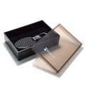 Honda Logo Real Carbon Fiber Large Oval Shape With Black Leather Strap Key Chain