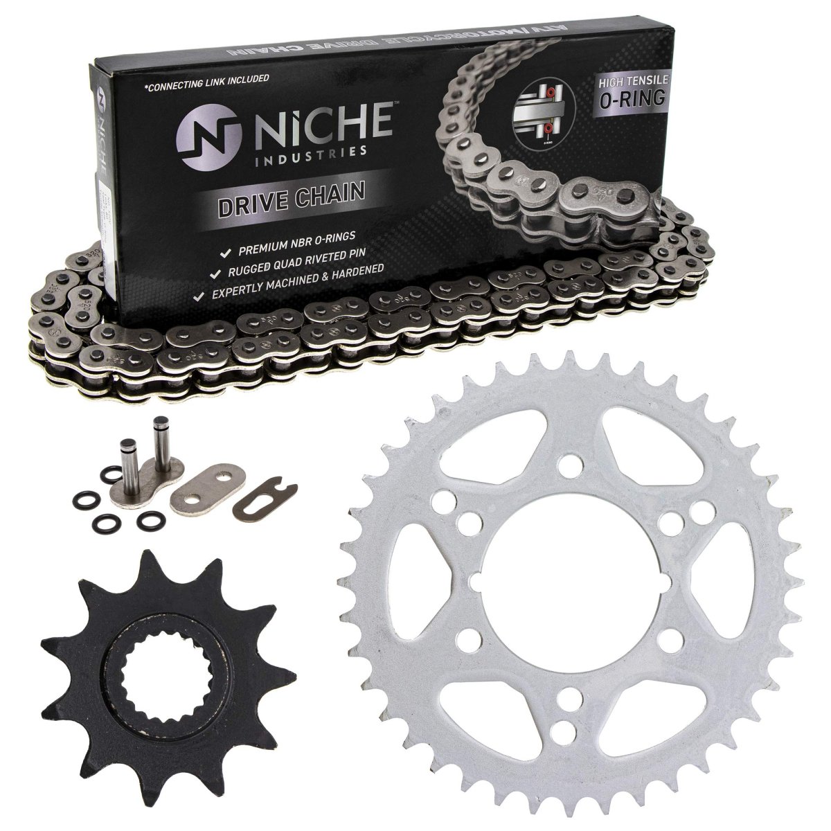 Niche Drive Sprocket Chain Combo For Polaris Xplorer 300 4x4 Front 11 Rear 40 Tooth 520v O-ring 70 Links