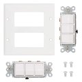 Baomain 2-decora Traditional Single Pole Triple Rocker Switch With Ground Screw 120 Vac 15 A 2-gang Wall Plate Size 4 50 X 57