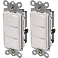 Baomain 2-decora Traditional Single Pole Triple Rocker Switch With Ground Screw 120 Vac 15 A 2-gang Wall Plate Size 4 50 X 57