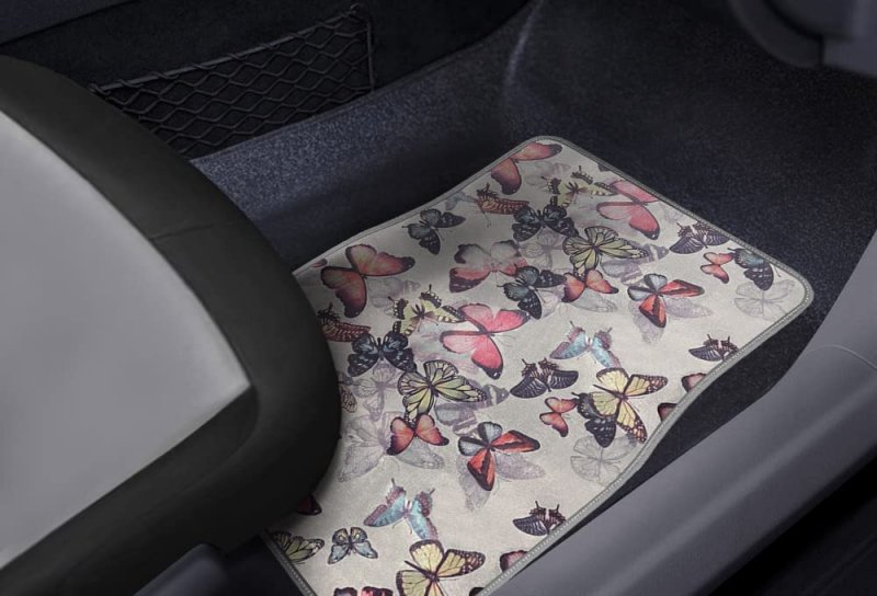 Tropical Butterflies Universal Fit Car Floor Mats 4 Piece Set For Truck Suv Front And Rear Carpet With Non Skid Backing
