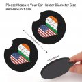 Love Heart Puzzle American Ireland Flag Car Coasters Pack Of 2 Cup Holder Pad Neoprene Mug Mat With Finger Slot Vehicle