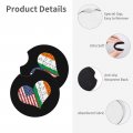 Love Heart Puzzle American Ireland Flag Car Coasters Pack Of 2 Cup Holder Pad Neoprene Mug Mat With Finger Slot Vehicle