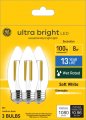 Ge Ultra Bright Led Light Bulbs 100 Watt Equivalent Soft White Clear B12 3 Pack