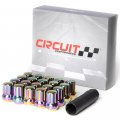 Circuit Performance Spline Drive Tuner Acorn Lug Nuts Neo-chrome Rainbow 14x1 5 Forged Steel 20pc Tool Compatible With Dodge