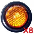 8 Amber 2 In Round Clearance Side Marker Light Kit With Grommet For Truck Trailer Rv 1 Diode Led Dot Compliant 9 To 16 Volts 