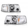 Chrome Housing Headlight Projector Fog Light Turn Signal Corner Lamp Assembly For 1993-1997 Ford Ranger Driver Passenger Side 