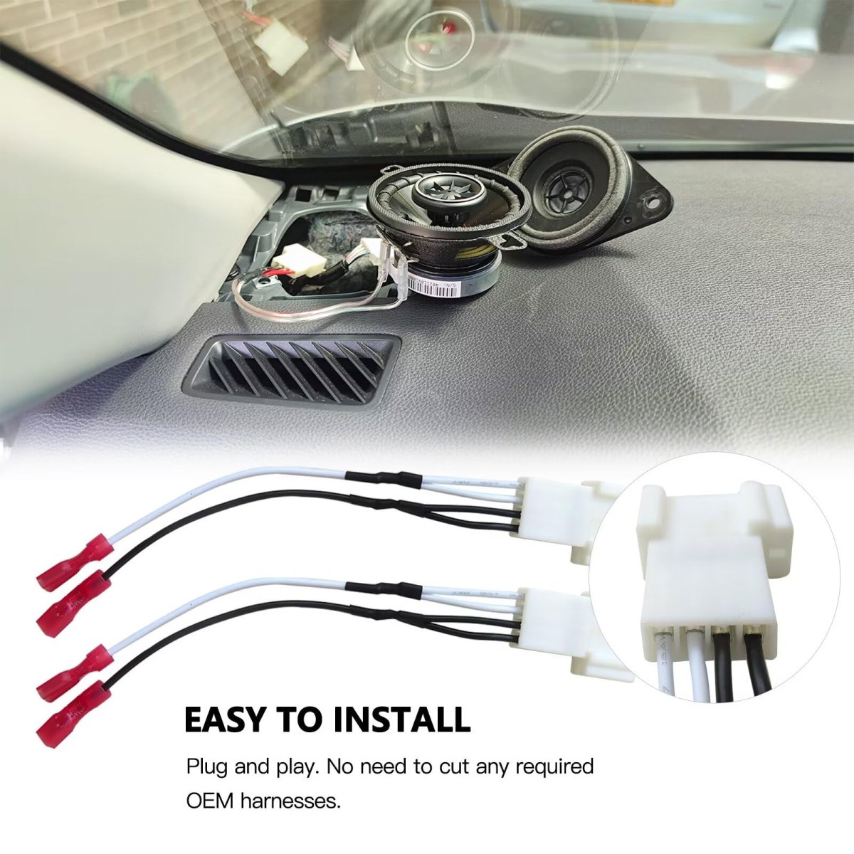 2x Car Front Dash Tweeter Speaker Wiring Harness For 2009-2019 Toyota Corolla