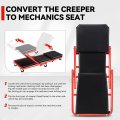 Auto Dynasty Universal Max 330 Lbs 36 L X 17 W Red Lightweight Foldable Rolling Mechanic Creeper Seat Repair Tool For Car