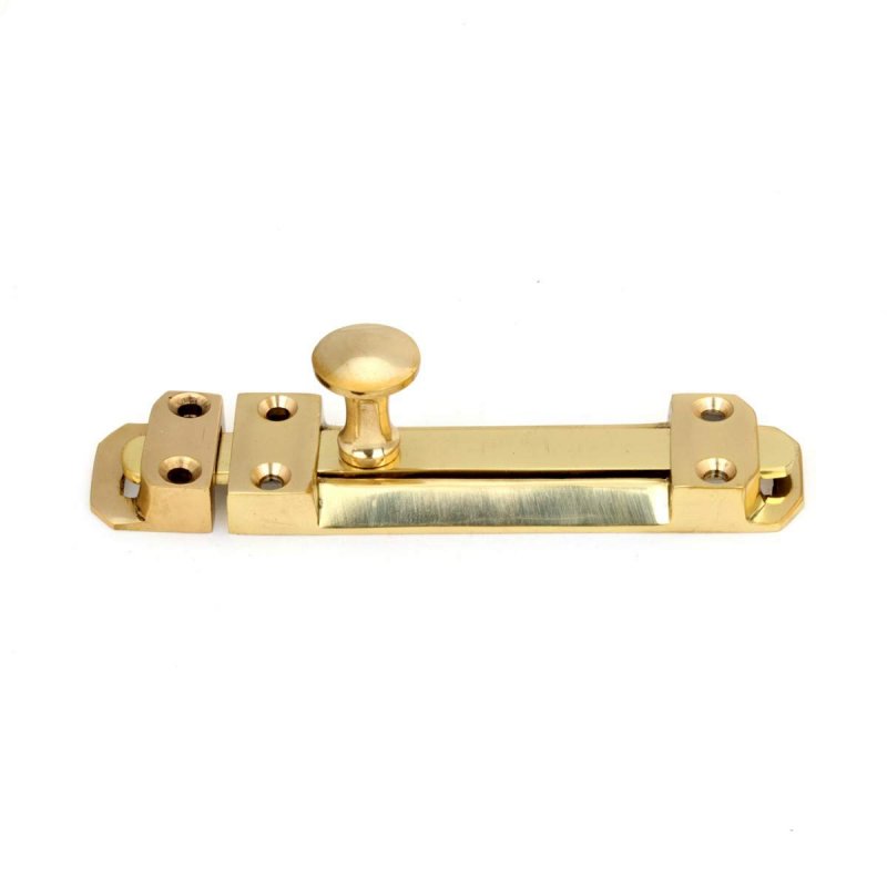 Renovators Supply Manufacturing Door Lock Latch 4 5 In Brass Slide Bolt With Mounting Hardware