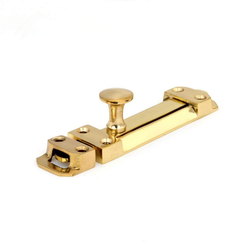 Renovators Supply Manufacturing Door Lock Latch 4 5 In Brass Slide Bolt With Mounting Hardware