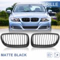 X Autohaux Pair Car Front Grille Matte Black Abs Plastic Hood Kidney For Bmw E90 E91 4-door 2009-2011