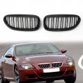 Topteng Front Grille Gloss Black Double Rib For Bmw E63 Coupe E64 Convertible 645ci 650i And M6 2004-2010