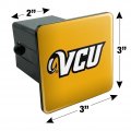 Virginia Commonwealth University Rams Logo Tow Trailer Hitch Cover Plug 2 In Receiver Black Abs Plastic With Uv Resistant Resin