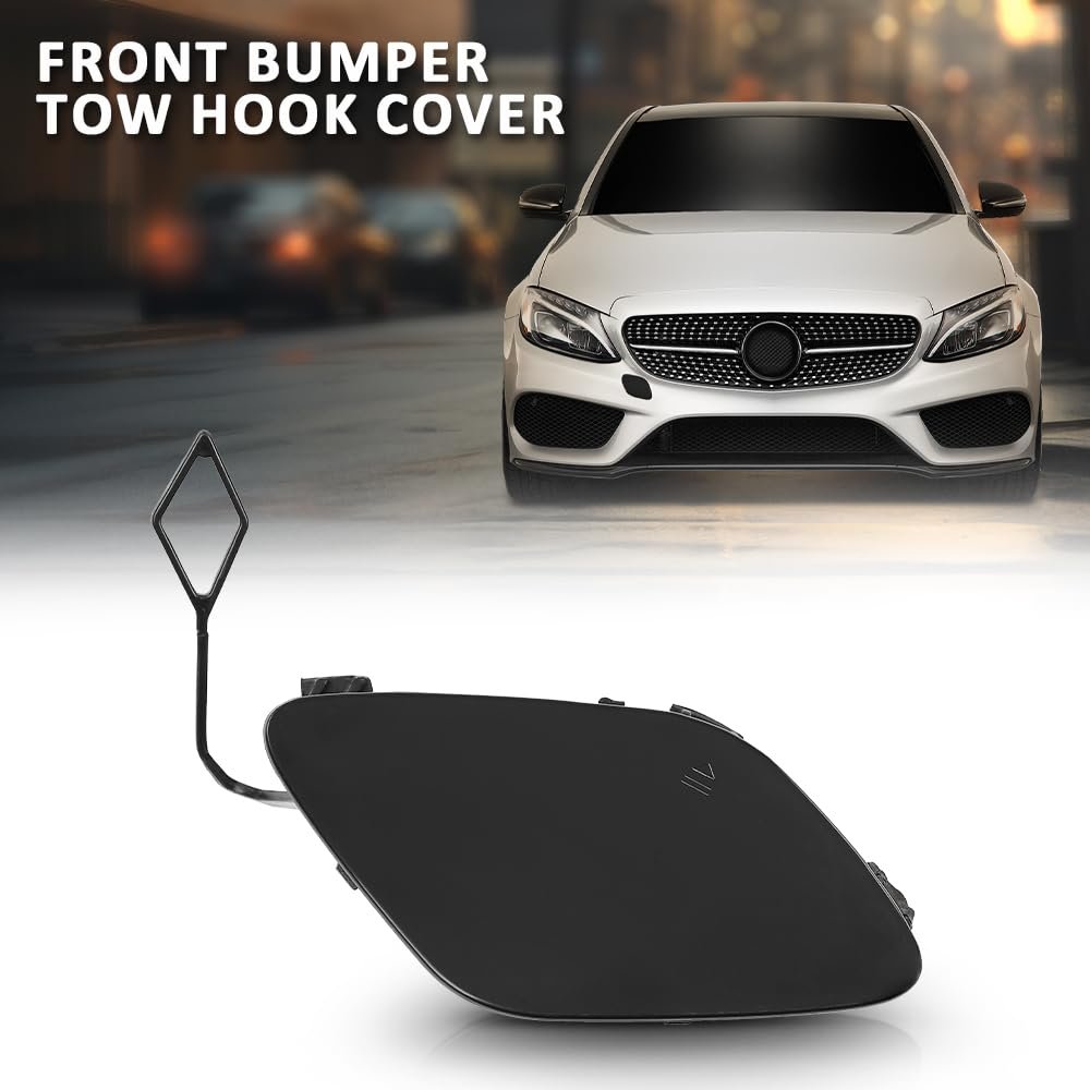 Front Bumper Tow Hook Cover For Benz W205 C Class C200 220 250 300 350 400 2015 2018 Black Pc Abs Towing A2058850324