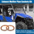 X Autohaux 2 Pcs Exhaust Pipe Muffler Silencer Gasket Kit Copper Gaskets For Yamaha Rhino 660 Yxr660f 4x4 2004-2007