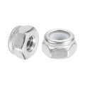 20pcs 10-24 Nylon Insert Hex Lock Nut 304 Stainless Steel Self-locking Stop For Industrial Construction Fasteners Silver White 