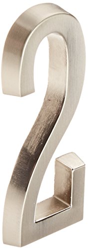 Distinctions By Hillman 843282 4-inch Die Cast Self-adhesive House Address Plaque Brushed Nickel Number 2