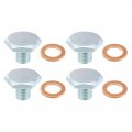 X Autohaux 4 Pcs M10x1 25 Steel Engine Oil Drain Plug Screw With Seal Ring For Mazda Ford Focus Silver Tone