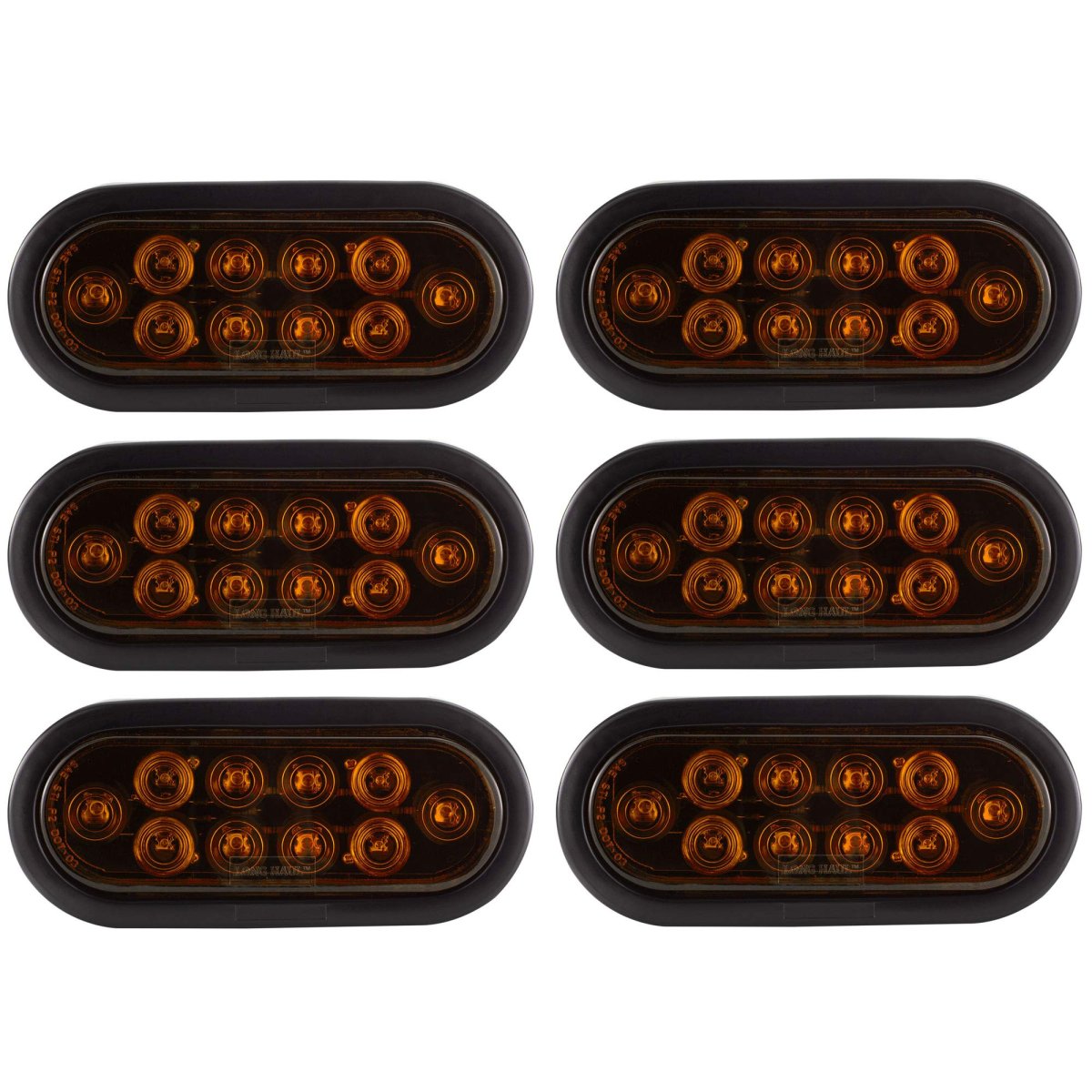 6 In Amber Led Trailer Tail Lights Sealed Stop Turn Pack