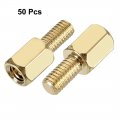 Uxcell 50pcs M3 6 6mm Female Male Thread Brass Hex Standoff Spacer Screws Pcb Pillar