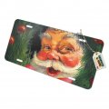 Christmas Holiday Santa Claus Wreath Novelty Metal Vanity Tag License Plate