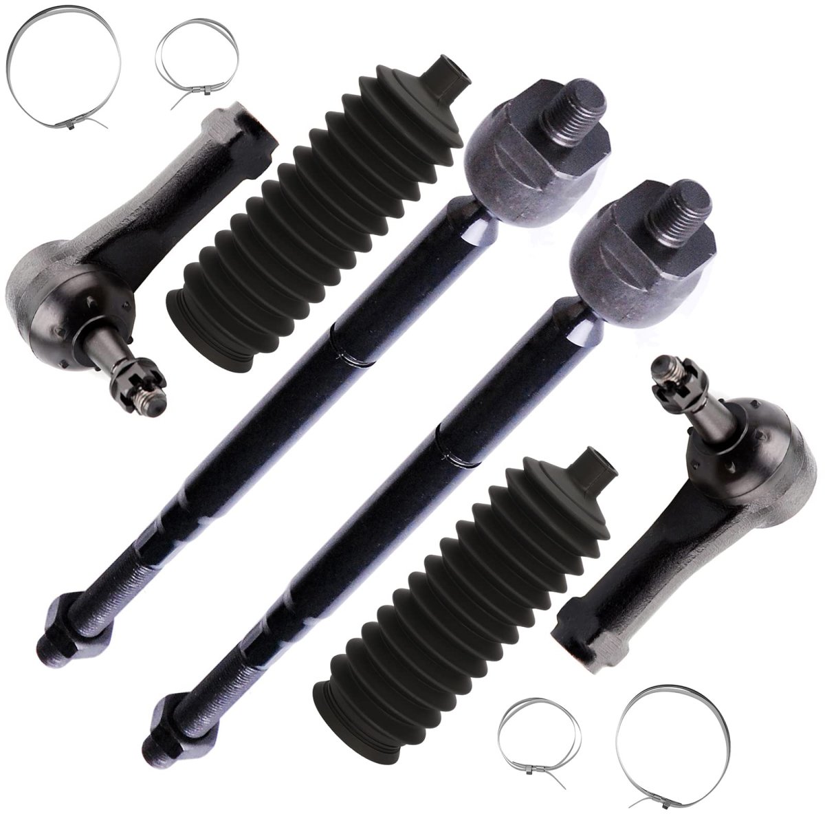 6pc Front Tie Rod End Kit Es800030 Ev80781 For Chevrolet Equinox 2005 2007 And Pontiac Torrent 2006 With Steering Rack Boots