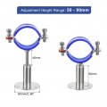 Uxcell Stainless Steel Pipe Supports Wall Mount Ceiling Bracket Adjustable Clamp Strap Fit For Dia 51-57mm Tube