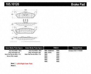 Posi-quiet Ceramic Rear Brake Pad Set For Truck Pqp105 10120 Model 105 1012