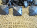 Vintage 25 Decorative Nails Dented Clavos Hand Forged Metal Tacks 1 Black Distressed 