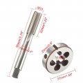 M14x2 0mm Hss Metric Tap And Die Set Thread Round Right Hand Taper Silver Tone 2pcs