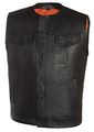 True Element Mens Round Neck Collarless Leather Motorcycle Club Style Vest Black Small 