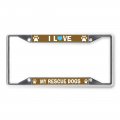 Sign Destination Metal License Plate Frame I Love My Rescue Dogs Car Auto Tag Holder Chrome 4 Holes Set Of 2 