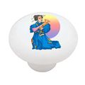 Japanese Woman And Cat Decorative High Gloss Ceramic Drawer Knob 