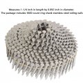 Gxywady 3600pcs 1-1 4 X 0 09 Inch Coil Roofing Ring Shank Siding Nails 15 Degreeed 304 Stainless Steel Wall Small Cap Coil