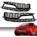 G-plus Front Bumper Fog Light Grille Cover Honeycomb Black With Ring Compatible Audi A5 S-line S5 2013-2017 Only Fit For