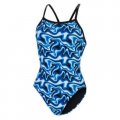 Dolfin Women S Print V-2 Back 1-piece Surge Blue 22 