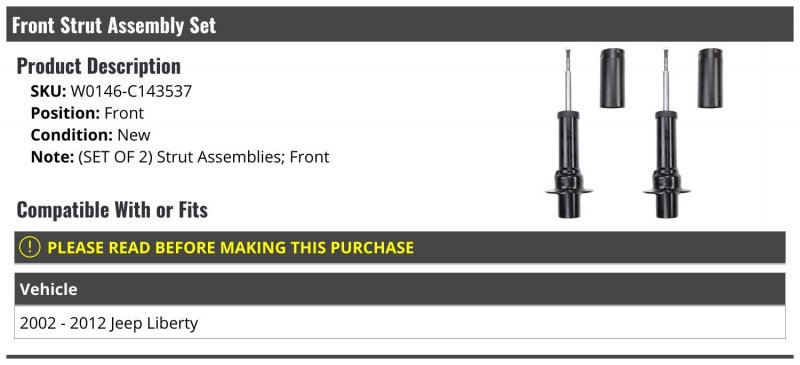 Front Strut Assembly Set Of 2 For 2002-2012 Jeep Liberty
