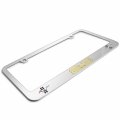 Ipick Image For Ford Mustang 2 3l Ecoboost Outline In Yellow Dual Logo Mirror Chrome Metal License Plate Frame