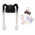 2 Psc Helmet Pigtail Motorcycle Ponytail Bicycle Braids Hair Tails For Any Helmets Decorations Cup Reusable I