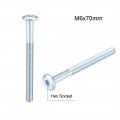 Uxcell M6x70mm Furniture Screw Hex Socket Cap Machine Screws Zinc Plated Fasteners Bolts Half Thread Carbon Steel 20pcs