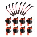 Ena Set Of 8 Round Red Ignition Coil Pack And Wire For Gmc Chevrolet Yukon Express Silverado Suburban Savana Sierra Rainier Ssr 