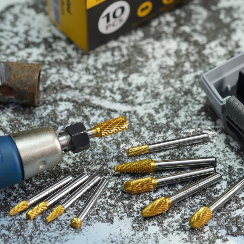 Carbide Burrs Tin Set With 1 4 Shank Double Cut Solid Power Tools Tungsten Rotary Files Bits For Die Grinder Metal Wood Carving