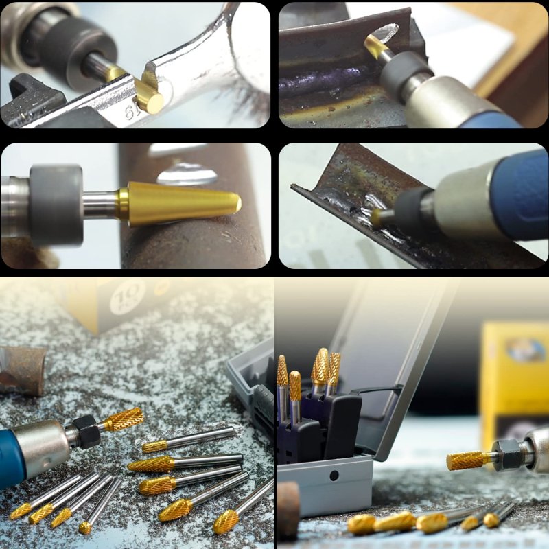 Carbide Burrs Tin Set With 1 4 Shank Double Cut Solid Power Tools Tungsten Rotary Files Bits For Die Grinder Metal Wood Carving