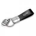 Ipick Image Compatible With Infiniti Q70 Black Real Leather Strap Chrome Round Hook Metal Key Chain