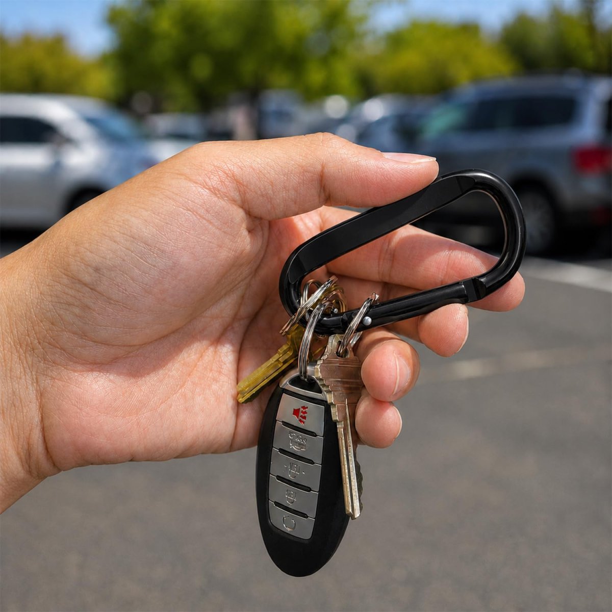 Ipick Image Officially Licensed Ford F-150 Lariat Laser-etched Black Metal Carabiner Keychain With Split Key Rings